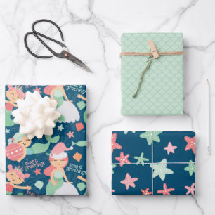 Mermaid Kerstmis Inpakpapier Vel