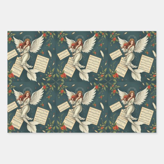 Mermaid Kerstmis Inpakpapier Vel (Voorkant)