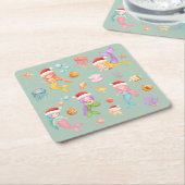 Mermaid Kerstmis Kartonnen Onderzetters (Schuin)