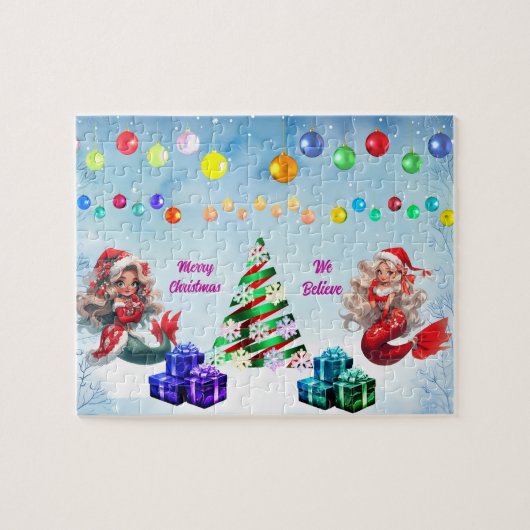 Mermaid Kerstmis Legpuzzel (Horizontaal)