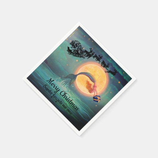 Mermaid Kerstmis Napkins Servet (Hoek)