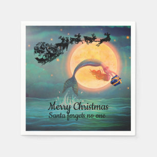 Mermaid Kerstmis Napkins Servet