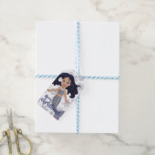 Mermaid Kerstmis Paars Dark Hair Girl Snowflake Cadeaulabel (Met Touw)