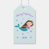 Mermaid Kerstmis Paars Glitter Personeelsformatie Cadeaulabel (Voorkant)