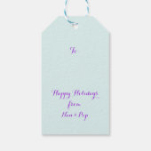 Mermaid Kerstmis Paars Glitter Personeelsformatie Cadeaulabel (Achterkant)