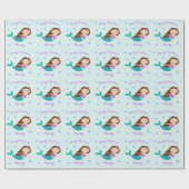 Mermaid Kerstmis Paars Glitter Personeelsformatie Cadeaupapier (Vlak)