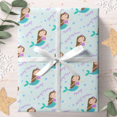 Mermaid Kerstmis Paars Glitter Personeelsformatie Cadeaupapier