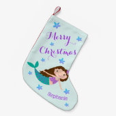 Mermaid Kerstmis Paars Glitter Personeelsformatie Kleine Kerstsok (Voorkant (Hangend))