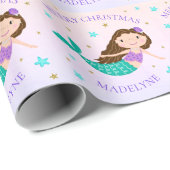 Mermaid Kerstmis Paars Gold Glitter - Aangepast Cadeaupapier (Rol Hoek)
