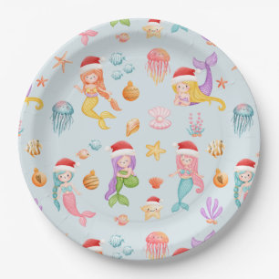 Mermaid Kerstmis Papieren Bordje