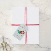 Mermaid Kerstmis Red Aqua op maat Cadeaulabel (Met Touw)