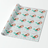 Mermaid Kerstmis Red Aqua op maat Cadeaupapier (Uitgerold)