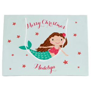 Mermaid Kerstmis Red Aqua op maat Groot Cadeauzakje