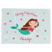 Mermaid Kerstmis Red Aqua op maat Groot Cadeauzakje (Achterkant)
