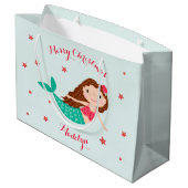 Mermaid Kerstmis Red Aqua op maat Groot Cadeauzakje (Achterkant Gekanteld)