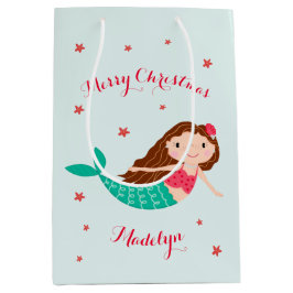 Mermaid Kerstmis Red Aqua op maat Medium Cadeauzakje