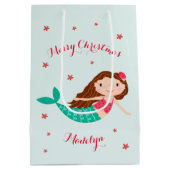 Mermaid Kerstmis Red Aqua op maat Medium Cadeauzakje (Achterkant)