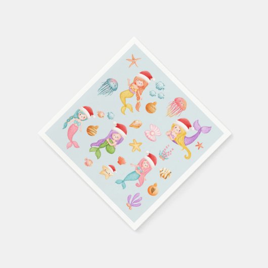 Mermaid Kerstmis Servet (Hoek)