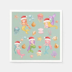 Mermaid Kerstmis Servet