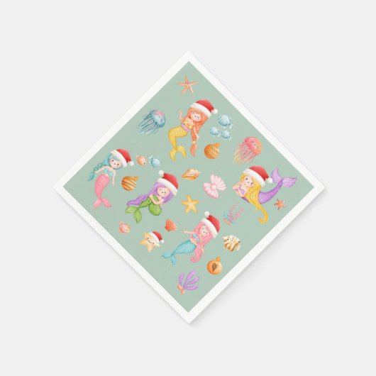 Mermaid Kerstmis Servet (Hoek)