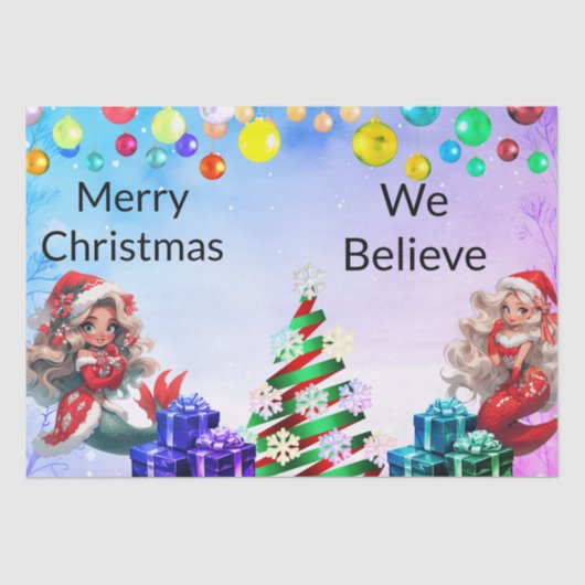 Mermaid Kerstmis Tissuepapier (Voorkant)