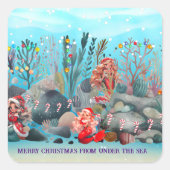 Mermaid Kerstmis Vierkante Sticker (Voorkant)
