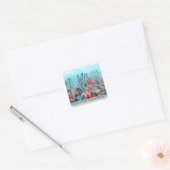 Mermaid Kerstmis Vierkante Sticker (Envelop)