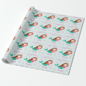 Mermaid Kerstroze Blauwgroen gepersonaliseerd Cadeaupapier (Uitgerold)