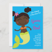 Mermaid Kids Birthday Black African American Kaart (Voorkant)
