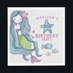 Mermaid Kids Birthday Party Servet<br><div class="desc">Deze mooie papieren luiers zijn perfect voor je onder het zee themafeest. Stuur me een e-mail naar JMR._Designs@yahoo.com als je hulp nodig hebt of speciale verzoeken hebt.</div>