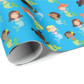 Mermaid Kids Birthday Pool Party Cadeaupapier (Rol Hoek)