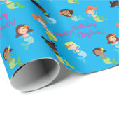 Mermaid Kids Birthday Pool Party Cadeaupapier (Rol Hoek)