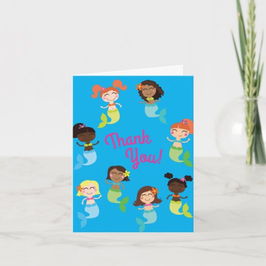Mermaid Kids Birthday Pool Party Kaart (Voorkant)