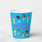 Mermaid Kids Birthday Pool Party Papieren Bekers (Achterkant)