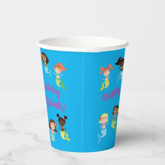 Mermaid Kids Birthday Pool Party Papieren Bekers (Rechts)