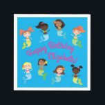 Mermaid Kids Birthday Pool Party Servet<br><div class="desc">Gooi een feestje voor je geliefde kind met dit leuke verjaardagsfeest voor je zeemeerminnen! Ideaal voor een zomerzwemfeest!</div>