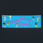 Mermaid Kids Birthday Pool Party Spandoek<br><div class="desc">Gooi een zwembadfeest voor je zeemeermin liefhebbende kind met dit schattige zeemeermin kinderen verjaardagsfeestje ontwerp! Perfect voor een zomerse zwemviering op het strand!</div>