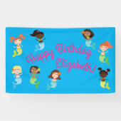Mermaid Kids Birthday Pool Party Spandoek (Horizontaal)