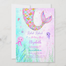 Mermaid Kids verjaardagsuitnodiging Kaart