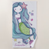 Mermaid Kinder Personalized Strandlaken (Voorkant)