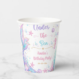 Mermaid kinder verjaardag papieren bekers