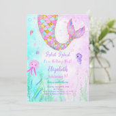 Mermaid Kinderen Verjaardagsuitnodiging Kaart (Staand voorkant)