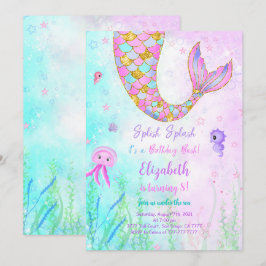 Mermaid Kinderen Verjaardagsuitnodiging Kaart