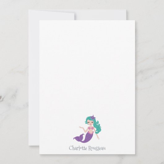 Mermaid Kind's Persoonlijke schrijfbenodigdheden K Notitiekaartje (Voorkant)