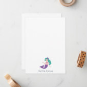 Mermaid Kind's Persoonlijke schrijfbenodigdheden K Notitiekaartje (Voorkant / Achterkant in situ)