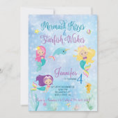 Mermaid Kisses Birthday Uitnodiging (Voorkant)