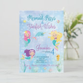 Mermaid Kisses Birthday Uitnodiging (Staand voorkant)
