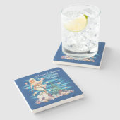 Mermaid Kisses, Holiday Wishes Stenen Onderzetter (Zijkant)