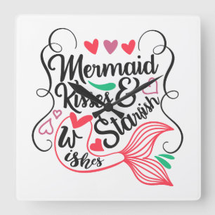 Mermaid Kisses Starfish Wish Vierkante Klok