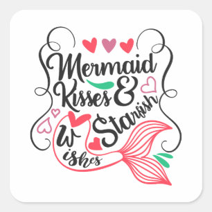 Mermaid Kisses Starfish Wish Vierkante Sticker